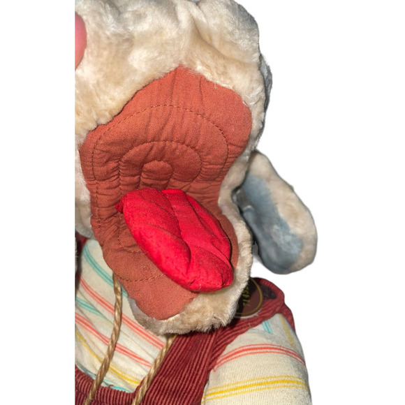 Ganz Bros Wrinkles the Dog Hand Puppet Plush Overalls Puppy 17” w/ Bone VTG‎ 80s - Picture 7 of 13